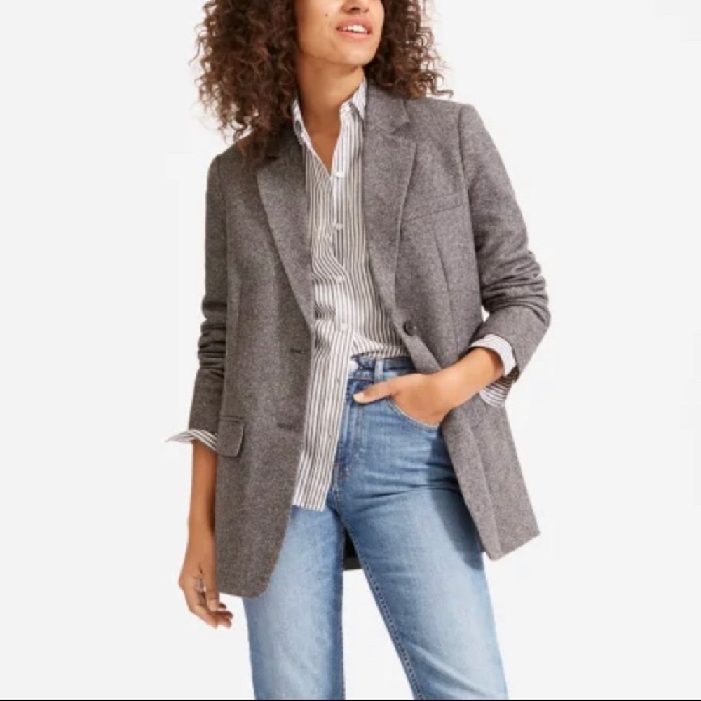 Everlane The Oversized Blazer - gray herringbone